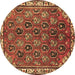 Round Persian Brown Traditional Rug, tr4258brn