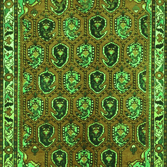 Serging Thickness of Machine Washable Persian Green Traditional Area Rugs, wshtr4258grn