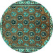 Round Persian Turquoise Traditional Rug, tr4258turq