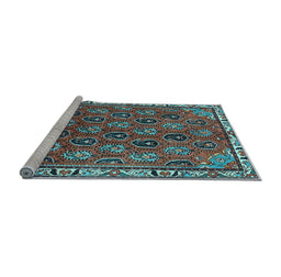Sideview of Machine Washable Persian Light Blue Traditional Rug, wshtr4258lblu