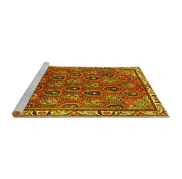 Sideview of Machine Washable Persian Yellow Traditional Rug, wshtr4258yw