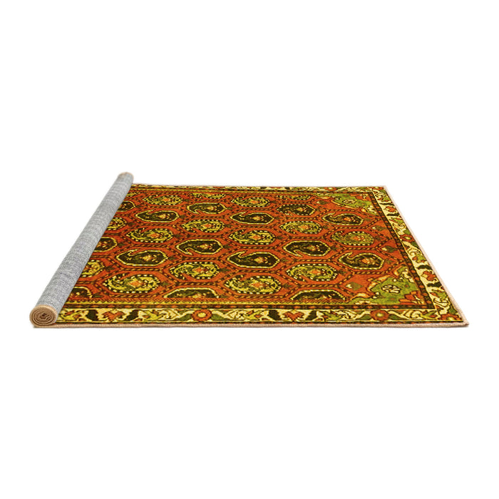 Sideview of Machine Washable Persian Yellow Traditional Rug, wshtr4258yw