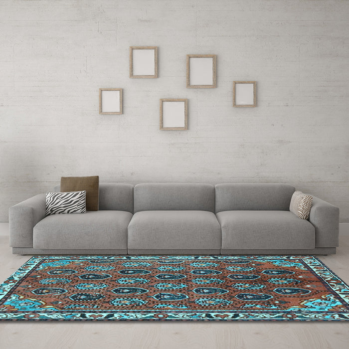 Machine Washable Persian Light Blue Traditional Rug in a Living Room, wshtr4258lblu