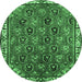 Round Persian Emerald Green Traditional Rug, tr4258emgrn