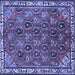 Square Machine Washable Persian Blue Traditional Rug, wshtr4258blu