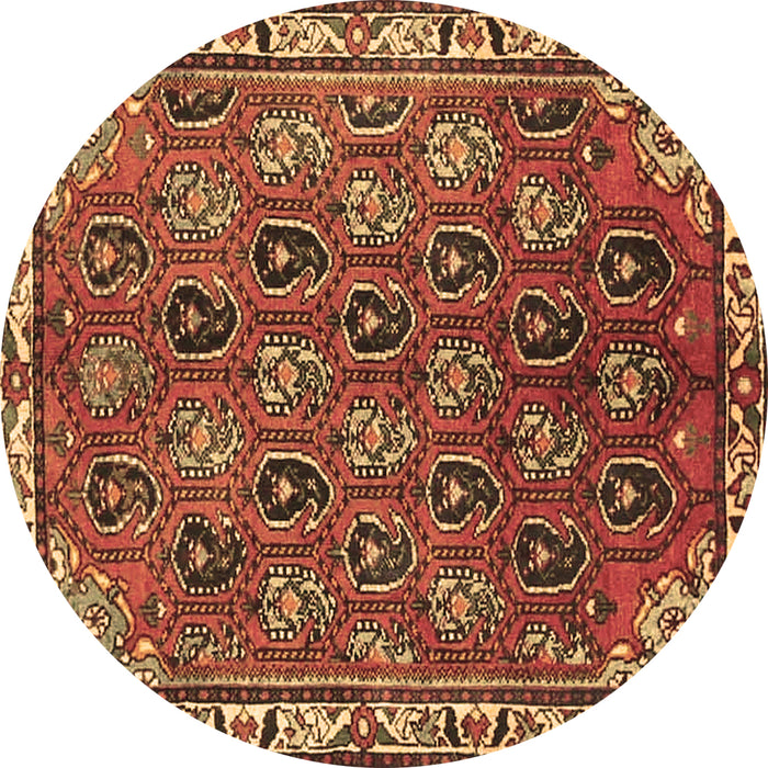 Round Machine Washable Persian Brown Traditional Rug, wshtr4258brn
