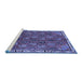 Sideview of Machine Washable Persian Blue Traditional Rug, wshtr4258blu