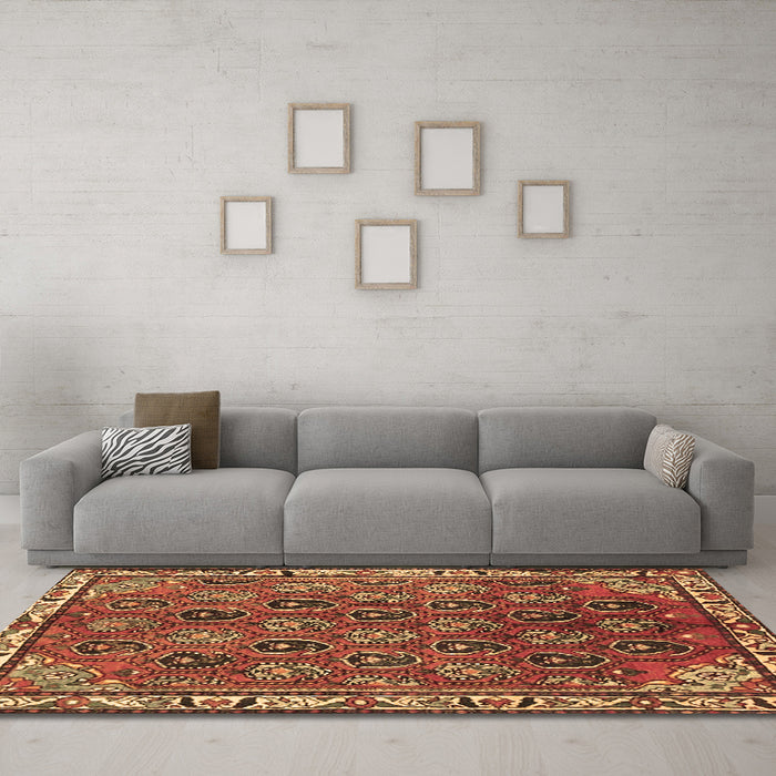 Machine Washable Persian Brown Traditional Rug in a Living Room,, wshtr4258brn