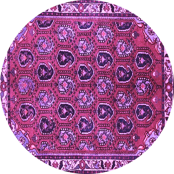Round Machine Washable Persian Purple Traditional Area Rugs, wshtr4258pur
