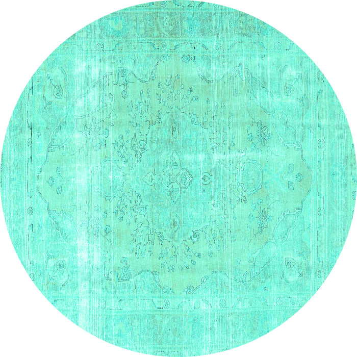 Round Persian Turquoise Traditional Rug, tr4259turq