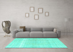 Machine Washable Persian Turquoise Traditional Area Rugs in a Living Room,, wshtr4259turq