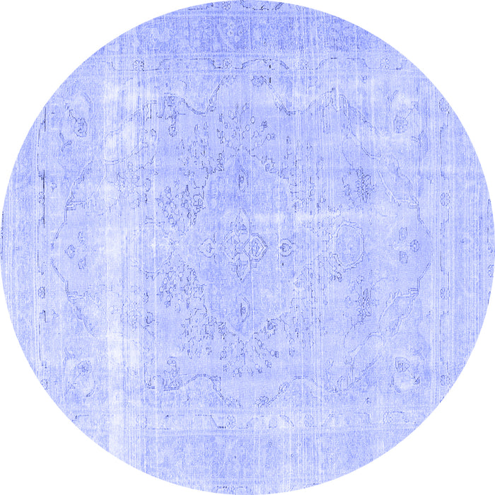 Round Machine Washable Persian Blue Traditional Rug, wshtr4259blu