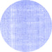 Round Machine Washable Persian Blue Traditional Rug, wshtr4259blu