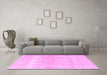 Machine Washable Persian Pink Traditional Rug in a Living Room, wshtr4259pnk