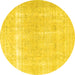 Round Machine Washable Persian Yellow Traditional Rug, wshtr4259yw