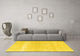 Machine Washable Persian Yellow Traditional Rug in a Living Room, wshtr4259yw