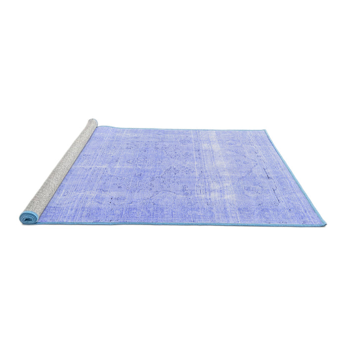 Sideview of Machine Washable Persian Blue Traditional Rug, wshtr4259blu