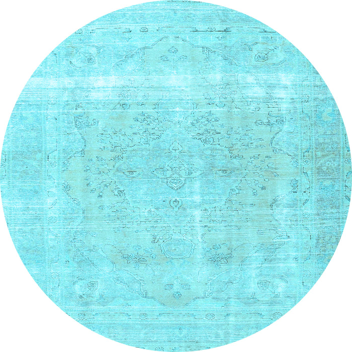 Round Machine Washable Persian Light Blue Traditional Rug, wshtr4259lblu