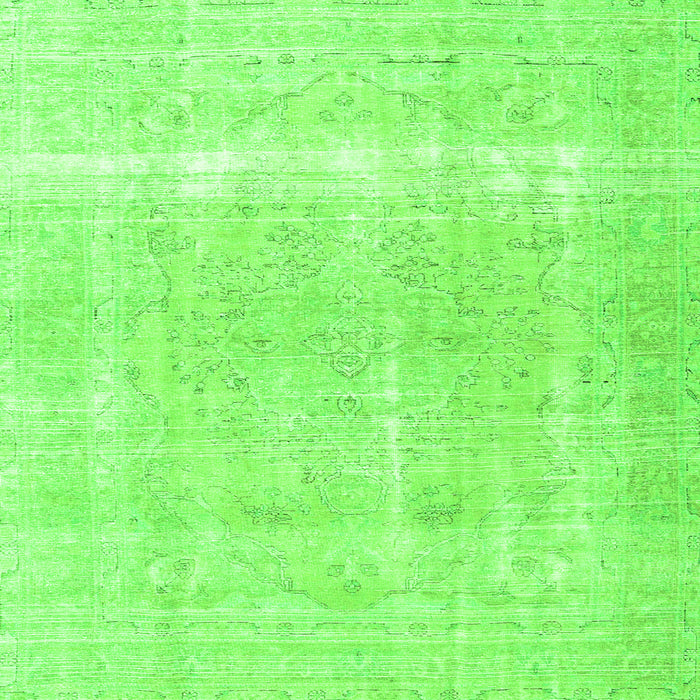 Round Machine Washable Persian Green Traditional Area Rugs, wshtr4259grn