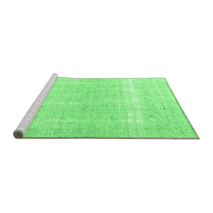 Sideview of Machine Washable Persian Emerald Green Traditional Area Rugs, wshtr4259emgrn