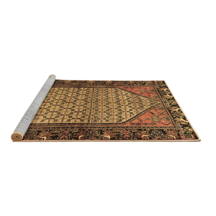 Sideview of Machine Washable Persian Brown Traditional Rug, wshtr425brn