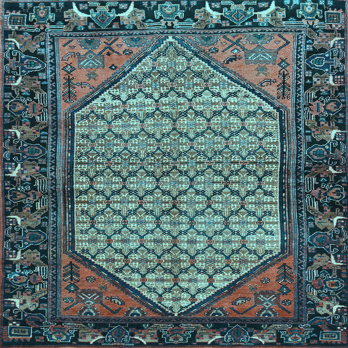 Square Machine Washable Persian Light Blue Traditional Rug, wshtr425lblu