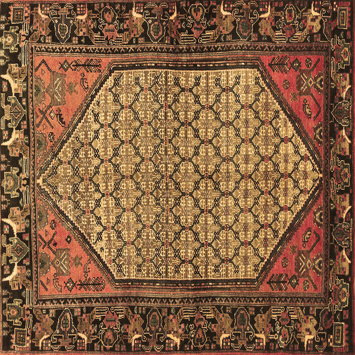 Square Machine Washable Persian Brown Traditional Rug, wshtr425brn