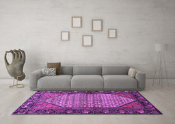 Machine Washable Persian Purple Traditional Area Rugs in a Living Room, wshtr425pur