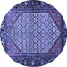 Round Persian Blue Traditional Rug, tr425blu