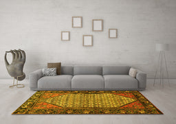 Machine Washable Persian Yellow Traditional Rug in a Living Room, wshtr425yw