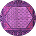 Round Persian Purple Traditional Rug, tr425pur