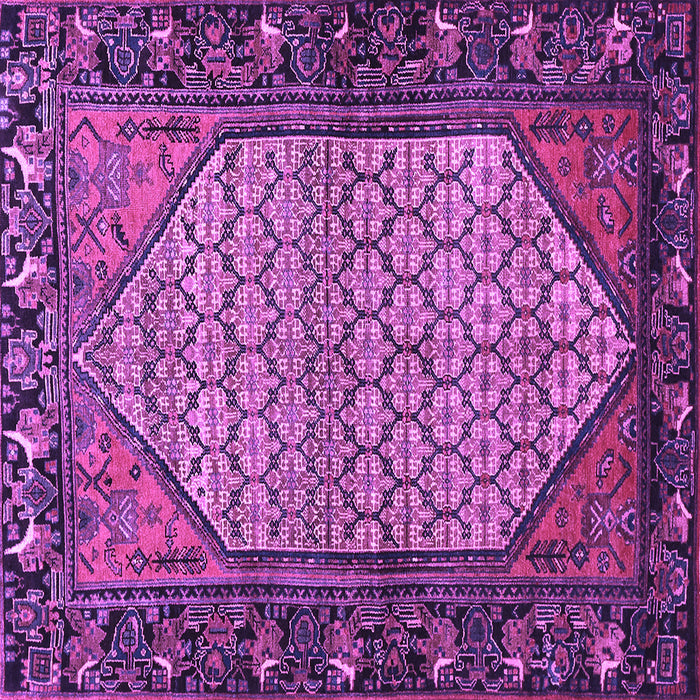 Square Machine Washable Persian Purple Traditional Area Rugs, wshtr425pur