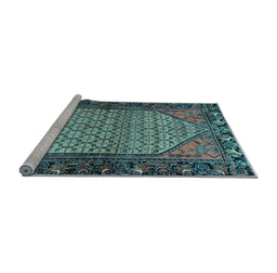 Sideview of Machine Washable Persian Light Blue Traditional Rug, wshtr425lblu