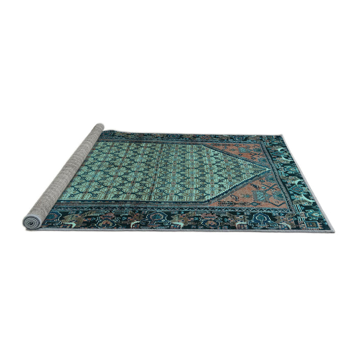Sideview of Machine Washable Persian Light Blue Traditional Rug, wshtr425lblu