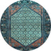 Round Persian Light Blue Traditional Rug, tr425lblu