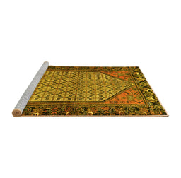 Sideview of Machine Washable Persian Yellow Traditional Rug, wshtr425yw