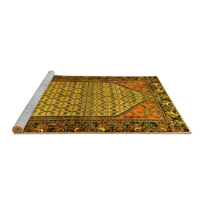 Sideview of Machine Washable Persian Yellow Traditional Rug, wshtr425yw
