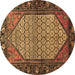 Round Persian Brown Traditional Rug, tr425brn