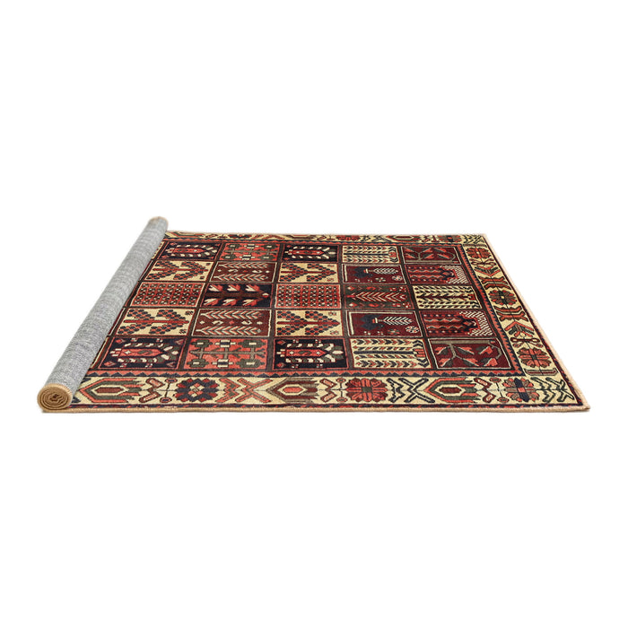 Sideview of Machine Washable Traditional Saffron Red Rug, wshtr426