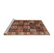 Sideview of Machine Washable Traditional Saffron Red Rug, wshtr426