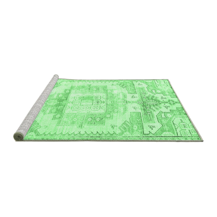 Sideview of Machine Washable Persian Emerald Green Traditional Area Rugs, wshtr4260emgrn