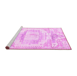 Sideview of Machine Washable Persian Pink Traditional Rug, wshtr4260pnk