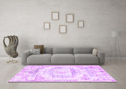 Machine Washable Persian Purple Traditional Area Rugs in a Living Room, wshtr4260pur