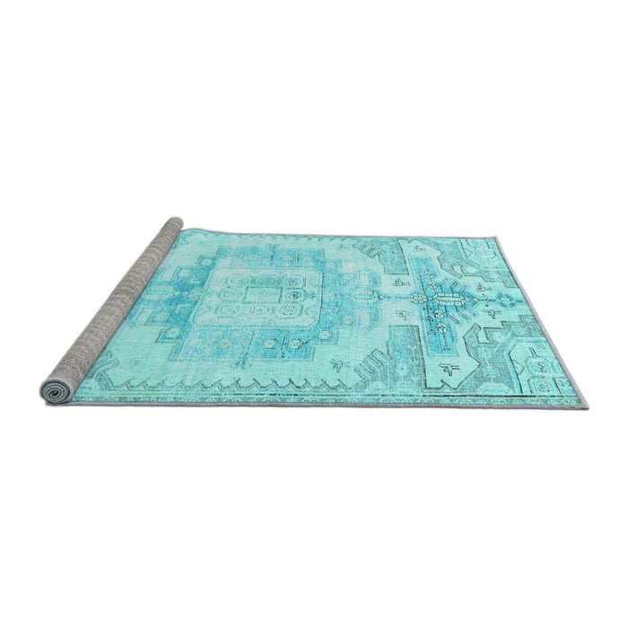 Sideview of Machine Washable Persian Light Blue Traditional Rug, wshtr4260lblu