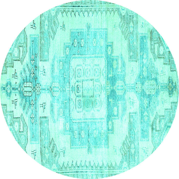 Round Machine Washable Persian Turquoise Traditional Area Rugs, wshtr4260turq