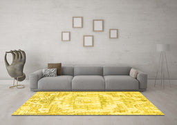 Machine Washable Persian Yellow Traditional Rug in a Living Room, wshtr4260yw