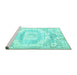 Sideview of Machine Washable Persian Turquoise Traditional Area Rugs, wshtr4260turq