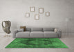 Machine Washable Persian Emerald Green Bohemian Area Rugs in a Living Room,, wshtr4261emgrn