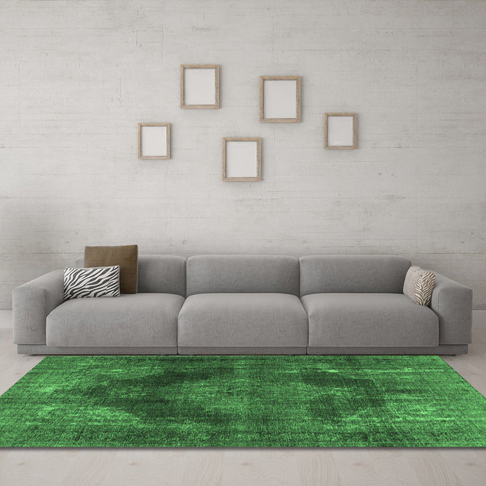 Machine Washable Persian Emerald Green Bohemian Area Rugs in a Living Room,, wshtr4261emgrn