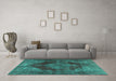 Machine Washable Persian Turquoise Bohemian Area Rugs in a Living Room,, wshtr4261turq